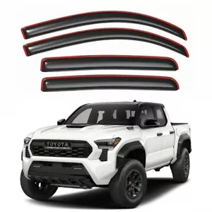 In Channel Window Sun Rain Visor Wind Guard Fit 2024-2025 Toyota Tacoma Crew Cab - Picture 1 of 4