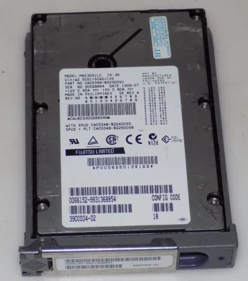 Fujitsu MAE3091LC 9.1GB 7200 RPM 80 Pin 3.5" Ultra Wide SCSI Hard Drive W/ TRAY - Image 1 of 4