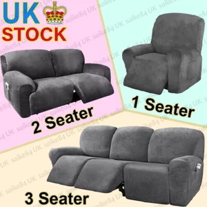 VELVET Elastic STRETCH SOFA COVERS Slipcover Protector Settee Slipcover Couch UK - Picture 1 of 18