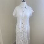 Maeve Anthropologie White Linen Blend Button Up Utility Dress - Size 12