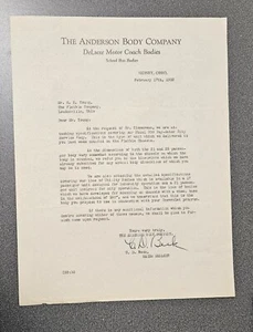 Anderson Body Co. Briefkopf - 17. Februar 1932 Sidney, Ohio C.D. Beck - Bild 1 von 1