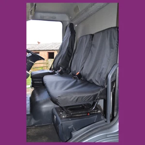 Iveco Euro Cargo 2008+ Tailored Waterproof Black Front 3 Seat Covers - Picture 1 of 4