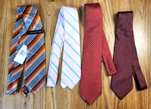 Lot of 4 Geoffrey Beene Dress Suit Ties Pink/Red/Burgundy/Orange - Picture 1 of 19