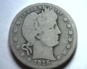 CUARTO DE DÓLAR BARBERO 1915 BUEN G BONITA MONEDA ORIGINAL DE BOBS MONEDAS ENVÍO RÁPIDO - Imagen 1 de 2