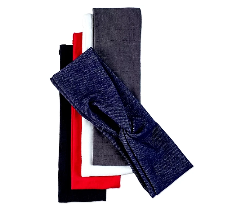 SCUNCI Headwraps 5 Twist and Solid Colard Interlock Multicolor 2.5" Wide