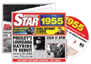 1955 Deluxe Birthday Card + Music Downloads and Retro CD 70th Birthday Greeting - Picture 1 of 5