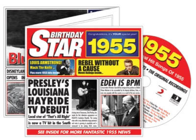 RETROCO 1955 Deluxe Birthday Card + Music Downloads and Retro CD 70th Birthday Greeting