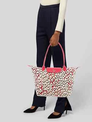Longchamp Leopard Flourish Scott Coral Panther Pink Large Bag Handbag Purse NEW - Image 1 of 4