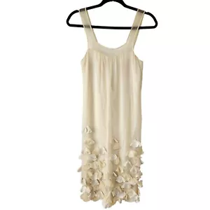 Abito Rebecca Taylor 100% seta cocktail tubino petali perline sera donna 2 - Foto 1 di 7