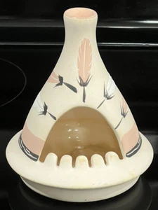 Native American Pueblo Pottery Teepee Chimney Incense Burner Ashtray SIGNED 7" - Picture 1 of 14