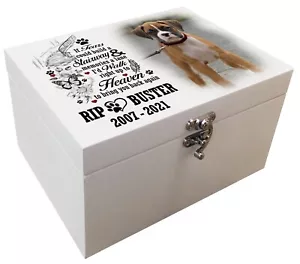 Urna de madera para perro mascota, ataúd de cenizas de cremación, urna de pino macizo blanco, urna fotográfica para perro. - Imagen 1 de 17