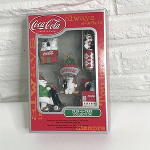 COCA COLA Trim a Tree Collection Set of 5 POLAR BEAR Christmas Ornaments CUTE! - Picture 1 of 7