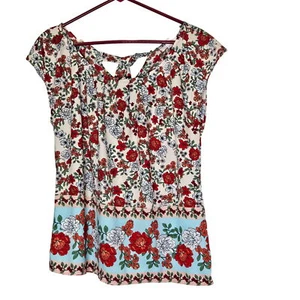 Lauren Conrad XS Floral Blouse Back Tie Detail Lightweight Breathable Tropical - Picture 1 of 9