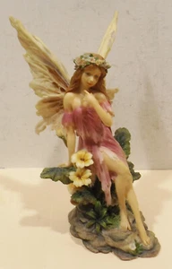 schöne dekorative Elfenfigur Feenfigur mit Blumen Baumstamm 26,5cm - Bild 1 von 7