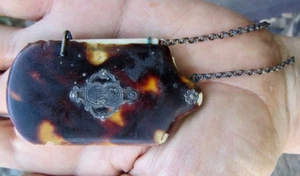 Antikes TASCHENTAGEBUCH Chatelaine IVRY Notizbuch 3" Schildkröte um 1800 Notizblock SELTEN SEHR GUTER ZUSTAND - Bild 1 von 15