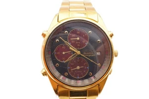 Reloj Seiko Cronógrafo Hombre 37mm Tono Dorado Esfera Negra Fecha 7T32-7A99 Nuevo Batt - Imagen 1 de 15