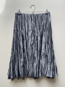 Per Una Crinkle Midi Skirt 12 Regular Grey Silver - Picture 1 of 4