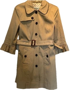 Marvin Richards Trenchcoat Damen Gr. M Rüschenärmel Taillengürtel Mantel Karriere - Bild 1 von 7