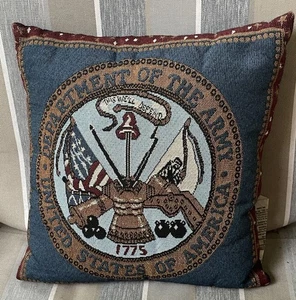 US Army seal decorated throw tapestry pillow 12 X12 Patriotic Military Blk Back - Picture 1 of 7