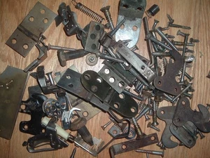 Large lot Vintage Antique Treadle Sewing Machine Hinges Brackets Bolts Screws - Picture 1 of 2