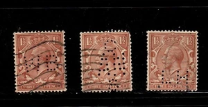 Great Britain - 3 Used Perfins - Bild 1 von 2