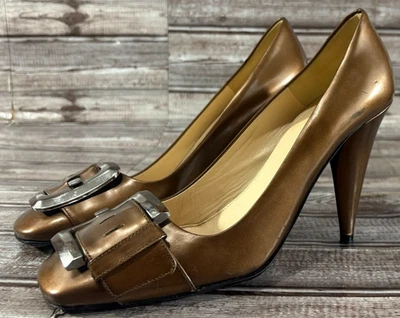 Prada Cuero Charol Hebilla Tacón Cuadrado Brillante Ombre Core talla 36 EE. UU. 6 colores Dorado Foto 1 de 4