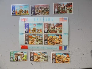 1972 Grenada 25th Anniversary end of WWII Set & Sheet SG398-404 Unmounted Mint - Picture 1 of 1