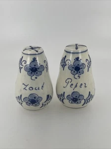 Vintage Delfter Blau & Weiß Salz und Pfefferstreuer Handbemalt Blumenmuster - Bild 1 von 4