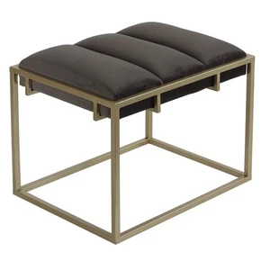 Cortesi Home Bourne Rectangular Ottoman 20" High Gray Velvet and Champagne Go... - Picture 1 of 9