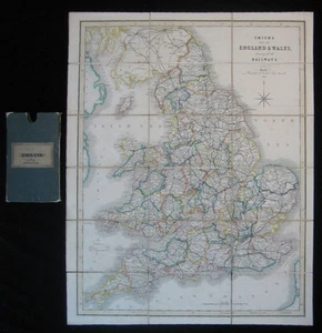 1856 Antique Smith Pocket Railroad Map of England Wales - Picture 1 of 1