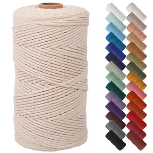 Natural Macrame Cord 2mm X 220yards Colored Macrame Rope 3 Strand Twisted Cotton - Picture 1 of 7