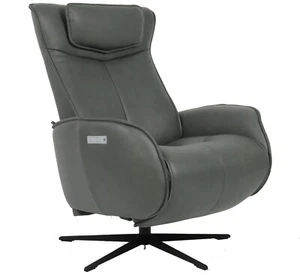 New Fjords Axel Swivel Relaxer Power Electric Recliner Chair Large Grey Leather - Picture 1 of 10