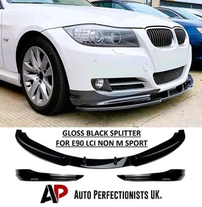 Alerón divisor delantero negro brillante BMW 3 Series NO M Sport E90 E91 LCI 8-12 - Imagen 1 de 7