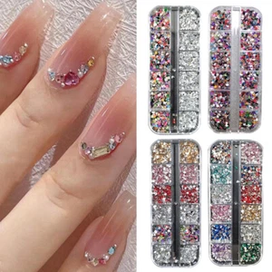 1 Box 3D Manicure Rhinestones Nail Decoration DIY Nail Art Charms Accessories - Picture 1 of 27