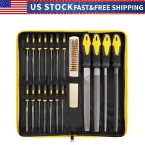 Needle File Set, 19 Pcs Hand Metal File Hardened Alloy Strength Steel Set Yellow - Picture 1 of 7