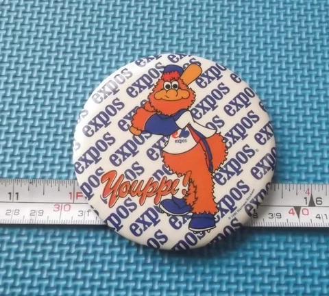 MONTREAL EXPOS YOUPPI ! MASCOT MLB BASEBALL 3.50'' BUTTON PIN MACARON # NN856 Cover