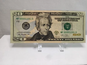 2013 Jackson $20 MF 00001281 D U.S Currency Federal Reserve Note Low Serial # - Picture 1 of 2