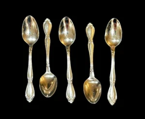 STRATHMORE Oneida LTD Deluxe 5 Demitasse Spoons Stainless Steel Flatware Glossy - Picture 1 of 4