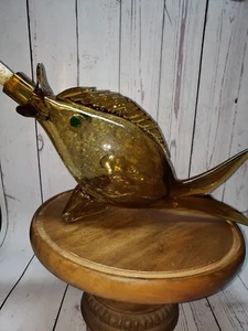 Vintage Murano Crackle Glass Fish Decanter Hand Blown MCM - Bild 1 von 5