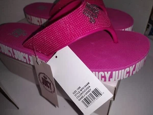 NEW Juicy Couture Women's Sandals Sandy Fuchsia Hot Pink Slip On FlipFlops 10 - Picture 1 of 6