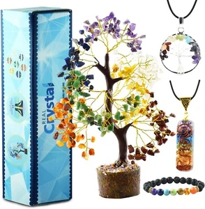 Kit de árbol de cristal curativo de siete chakras - Pulsera, 2 collares y bonsáis para regalos - Imagen 1 de 7