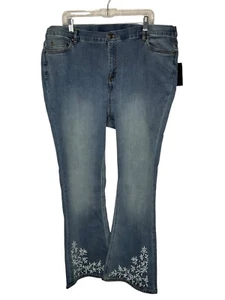 Denim & Co Canyon Retreat Easy Stretch Fitted Flare Jeans Eyelet Size 20W New - Picture 1 of 7