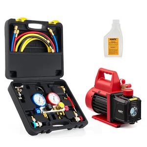 OMT 1/3hp 4.5CFM Vacuum Pump and Manifold Gauge Tool Set for R134a R22 R410a - Picture 1 of 14
