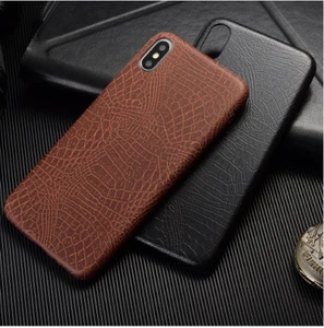 Luxury Phone Case Vintage Brown Crocodile Texture leather cover for iphone XS - Picture 1 of 3