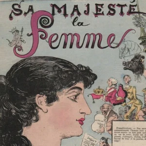 Sa Majesté la Femme par A. Robida -- Gravure de presse 1883 - Picture 1 of 2