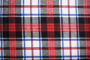 3/4 Yard Red Gray White Plaid Flannel Fabric 34" X 44" - Picture 1 of 2