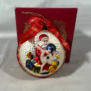 Waterford FTD Holiday Blown Glass Double-Sided Christmas Ornament Santa Globe - Picture 1 of 10