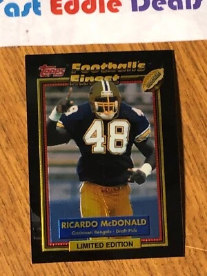 1992 TOPPS NFL FOOTBALL'S FINEST RICARDO MCDONALD INSERT CARD 38 OF 44 LIMITED - Image 1 of 2