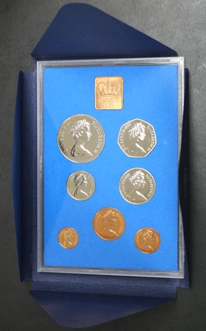 1972 British Royal Mint United Kingdom Proof 7 Coin Collection Set In OGP Cover