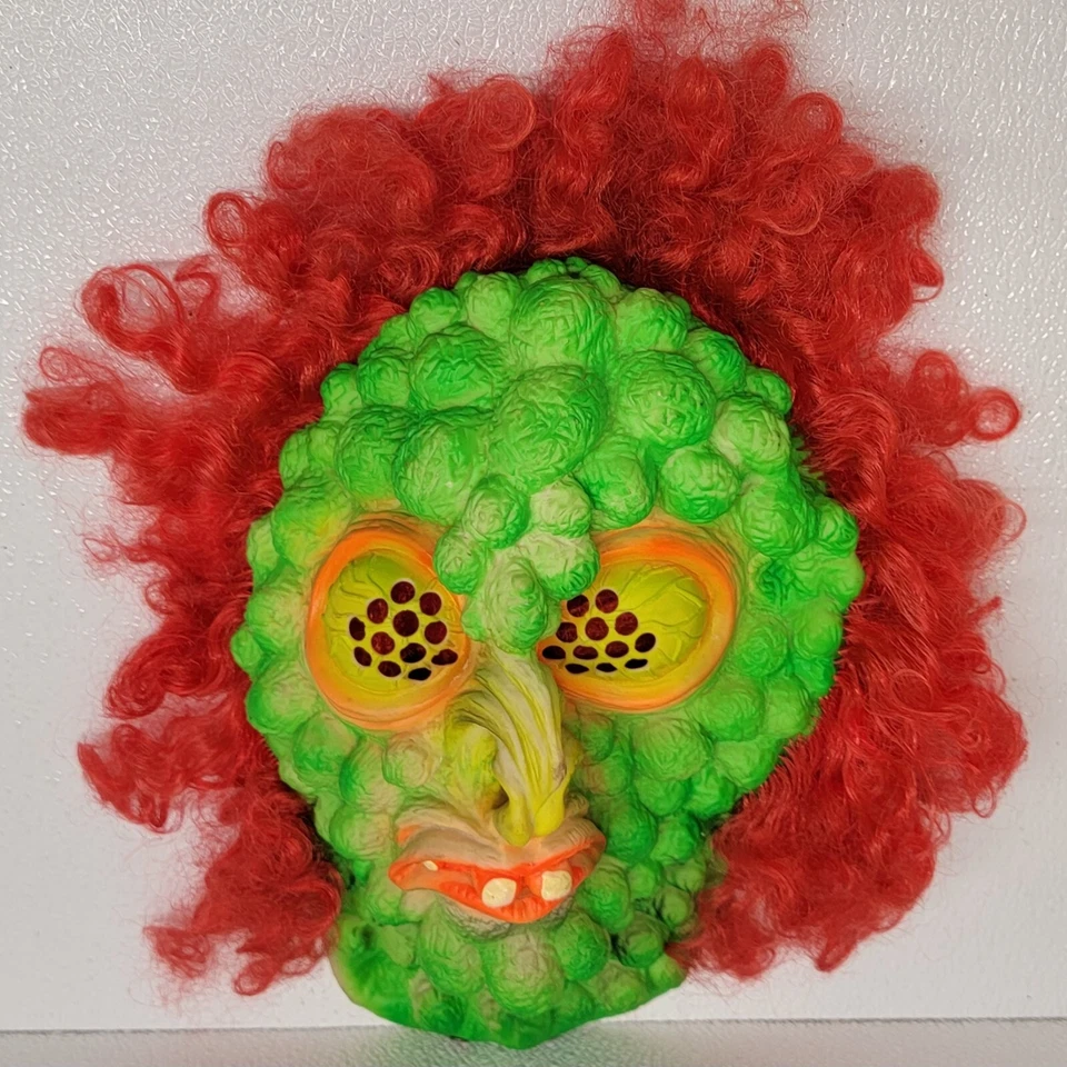 Vintage Rare The Fly Monster Halloween Green Mask Red Hair Costume #9205 - Image 1 of 4